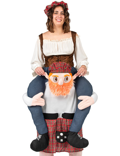 Gros plan sur le buste du déguisement à dos d'écossais pour adulte