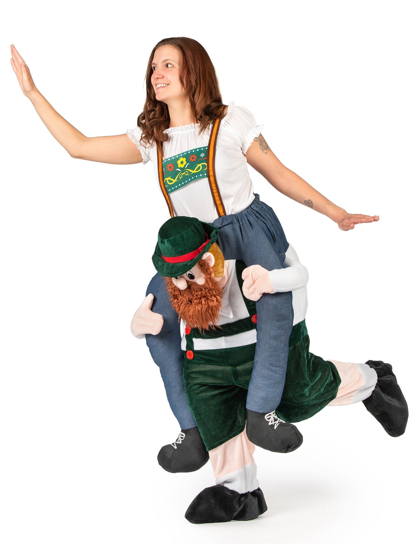 Vue de profil du déguisement à dos de bavarois pour adulte