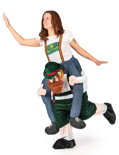 Vue de profil du déguisement à dos de bavarois pour adulte