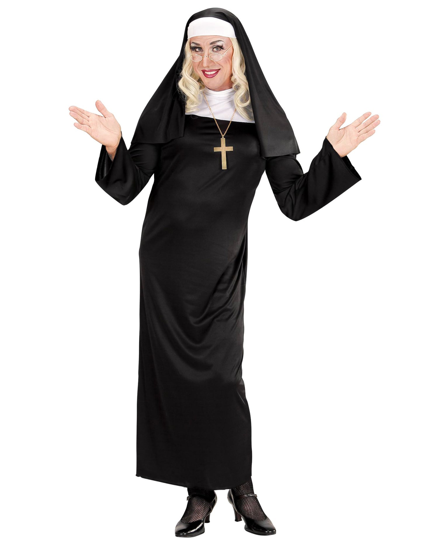 Vue de face du déguisement humoristique religieuse pour adulte