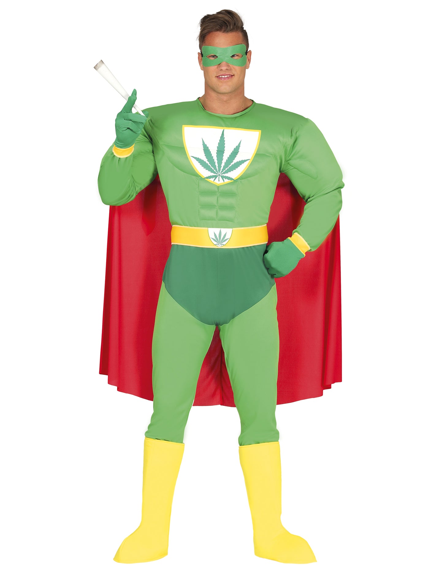 Vtipné maskování super hrdiny pro dospělé konopné list