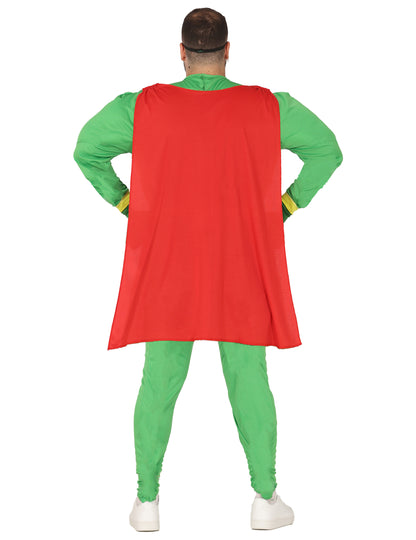 Vue de dos de la cape du déguisement humoristique super héros feuille de cannabis