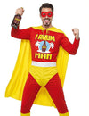 Déguisement I Rhum Man pour homme rouge et jaune avec masque et cape