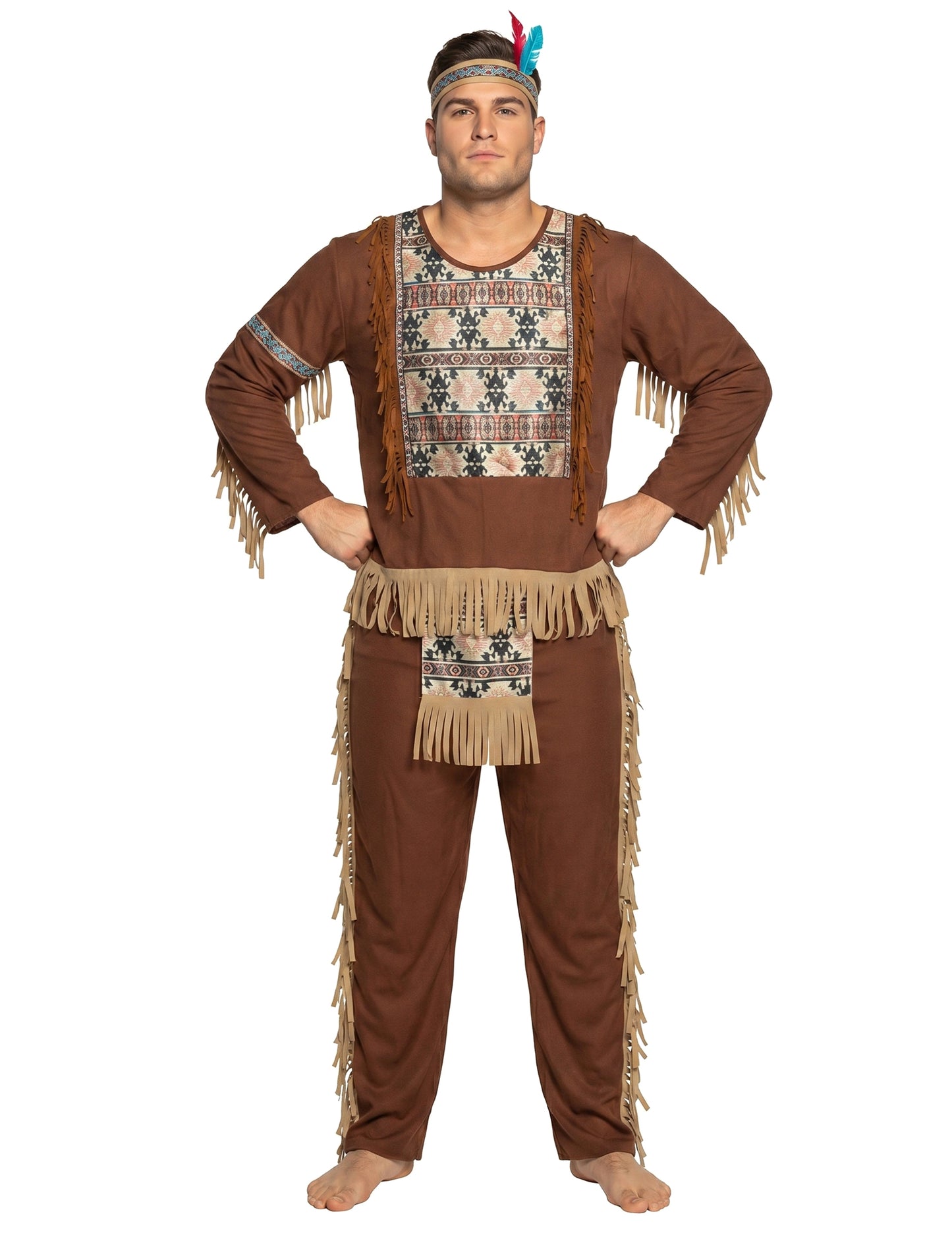 Indianer-Kostüm für Herren Wilder Westen Karnevalskostüm braun-beige