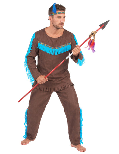 Hnědo-modrý indiánský kostým pro muže