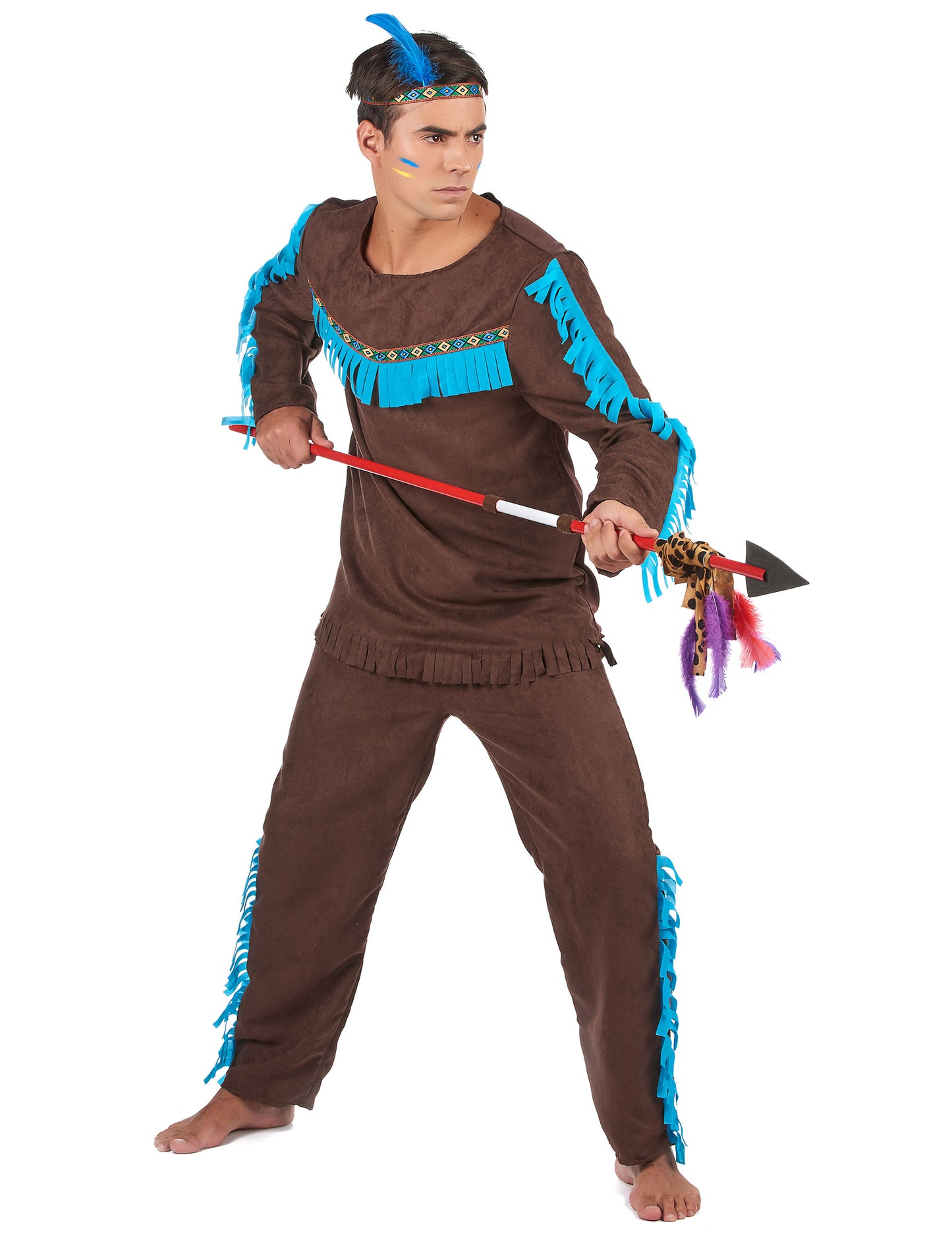 Hnědo-modrý indiánský kostým pro muže
