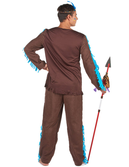 Hnědo-modrý indiánský kostým pro muže