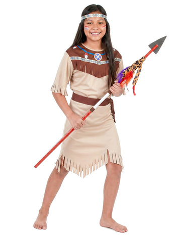 Béžový indický kostým s třásněmi pro dívky