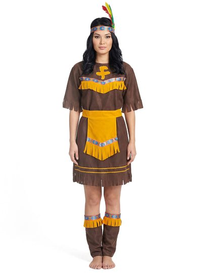Pohled zepředu na dětský kostým indiánky s opaskem pro ženy