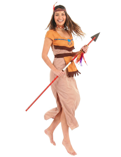 Langes Indianerinnen-Kostüm für Damen bunt