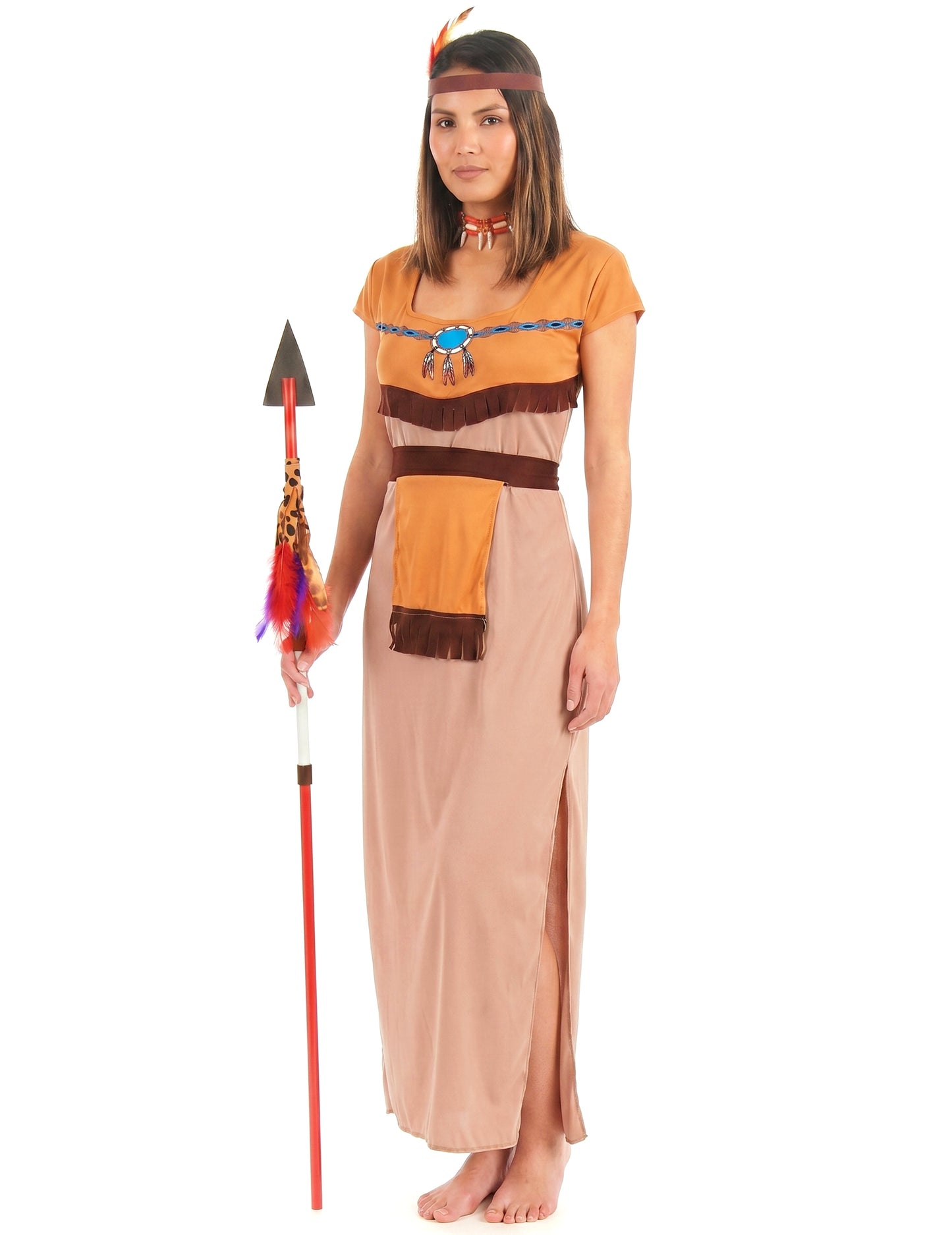 Langes Indianerinnen-Kostüm für Damen bunt