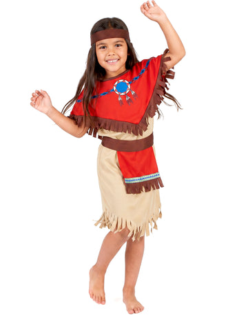 Indický kostým v červené a béžové barvě pro dívky