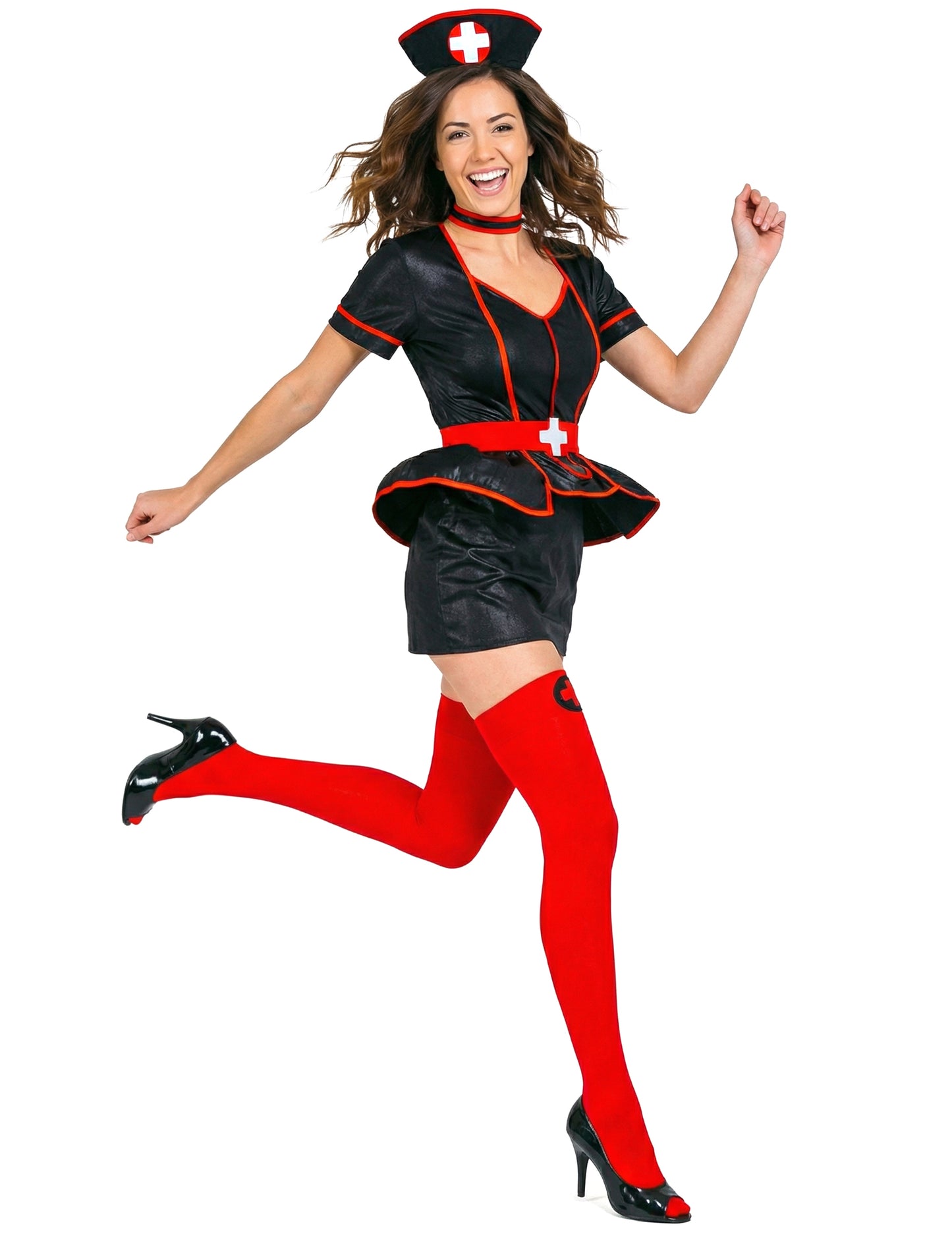 Vue de face en mouvement du déguisement infirmière