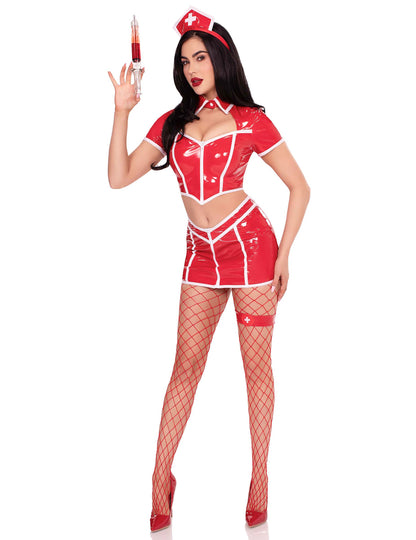 Dámský sexy kostým zdravotní sestry v červené barvě
