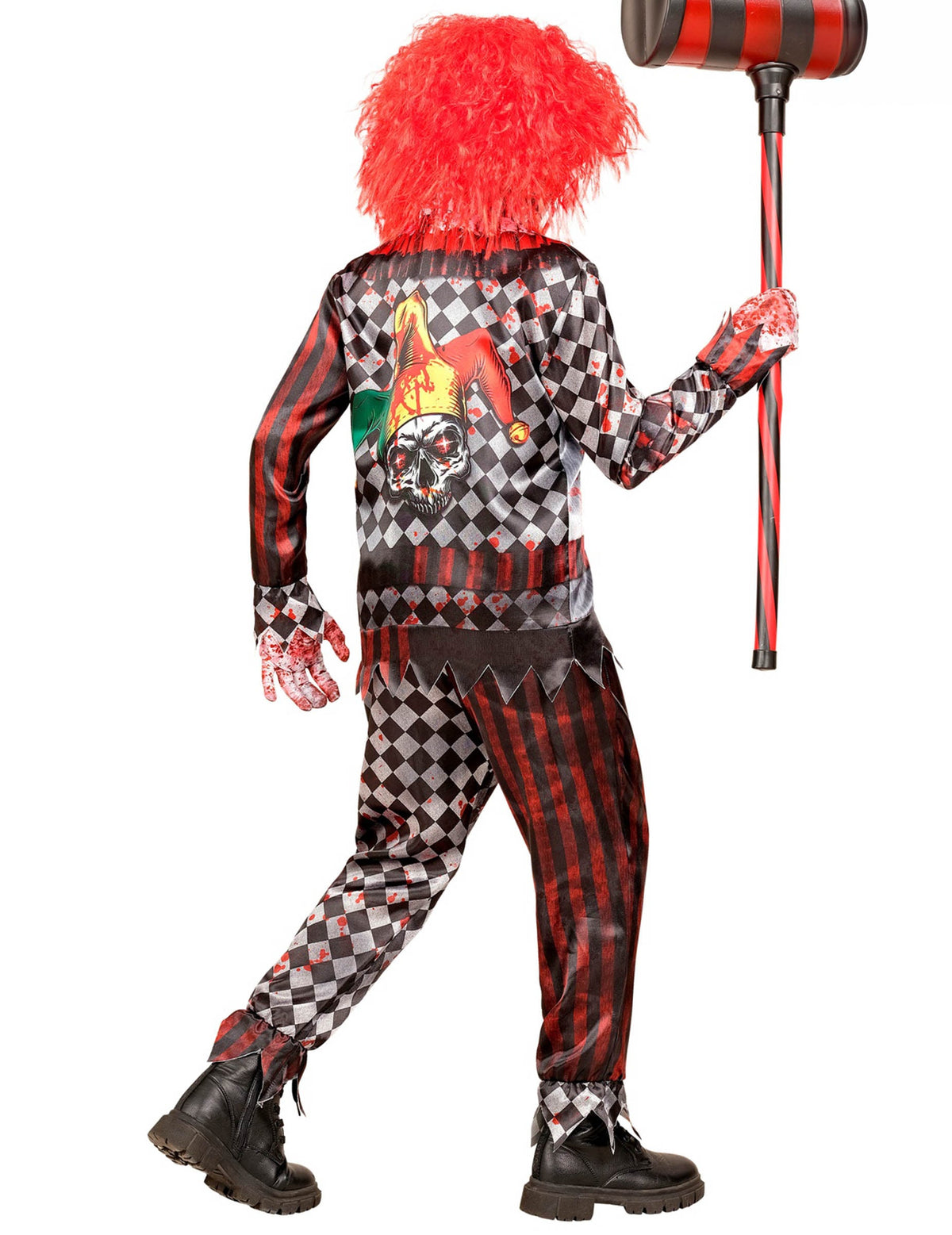 Vue de dos du déguisement intégral clown tueur pour enfant
