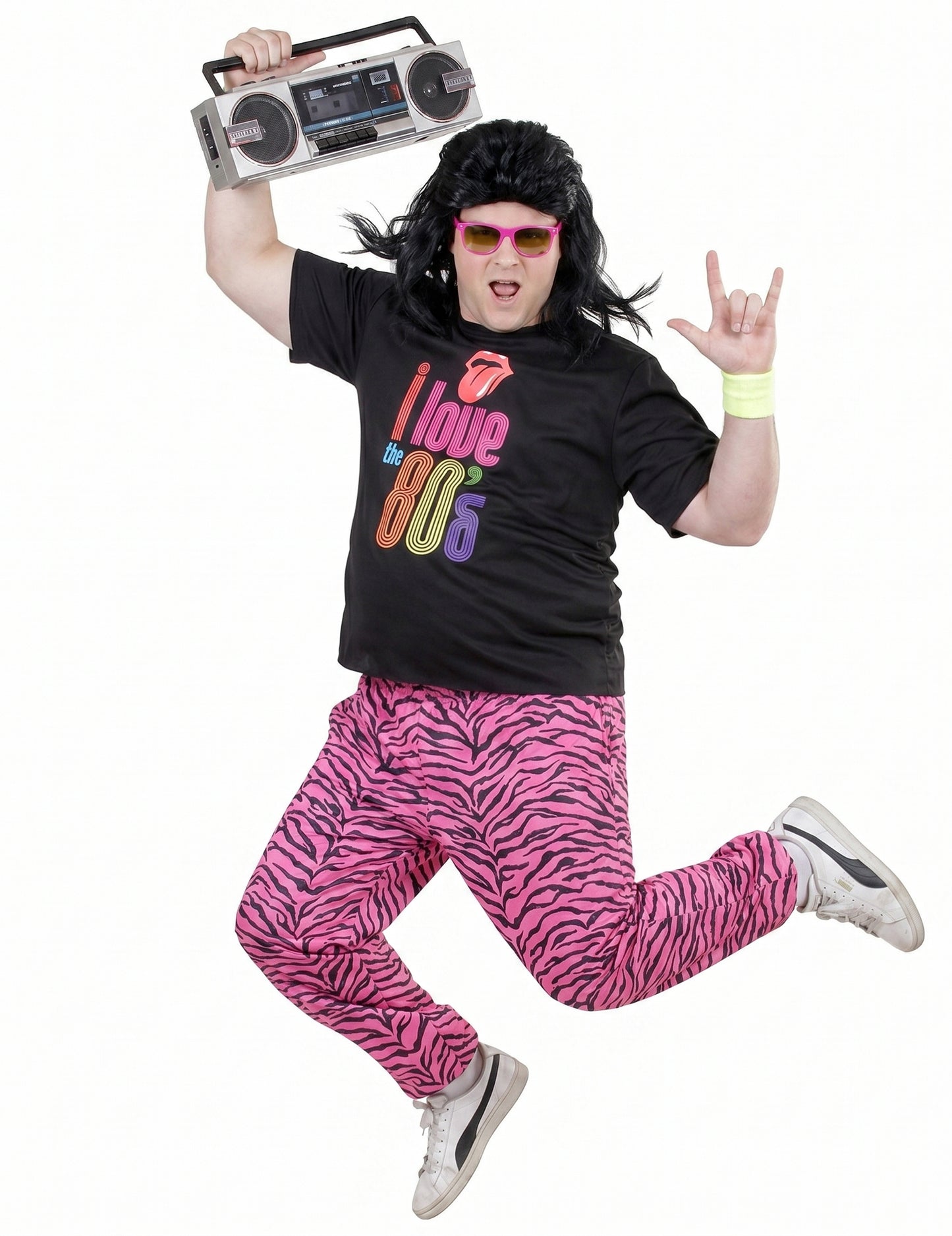 Jogging-Anzug Kostüm in Übergröße "I Love 80s" bunt
