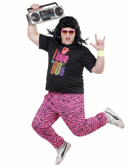 Jogging-Anzug Kostüm in Übergröße "I Love 80s" bunt