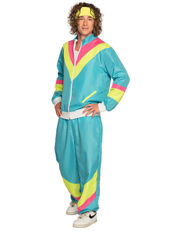 Pánský retro neonovo modrý běžecký kostým