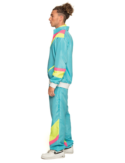 Déguisement Jogging Rétro Bleu Fluo Homme