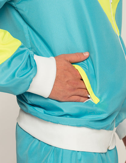 Neonblauer Retro-Jogginganzug Kostüm für Herren