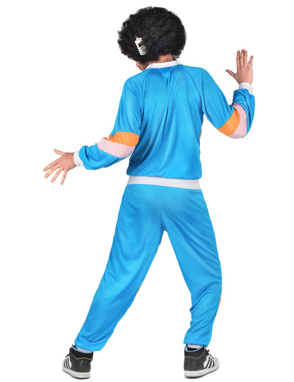 80er-Jahre Retro-Jogginganzug für Erwachsene blau-orange-rosa