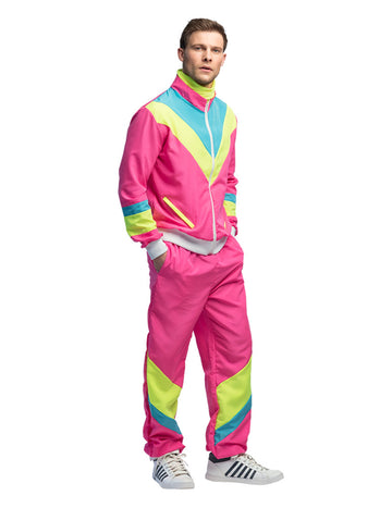 Déguisement Jogging Rétro Rose Fluo Homme