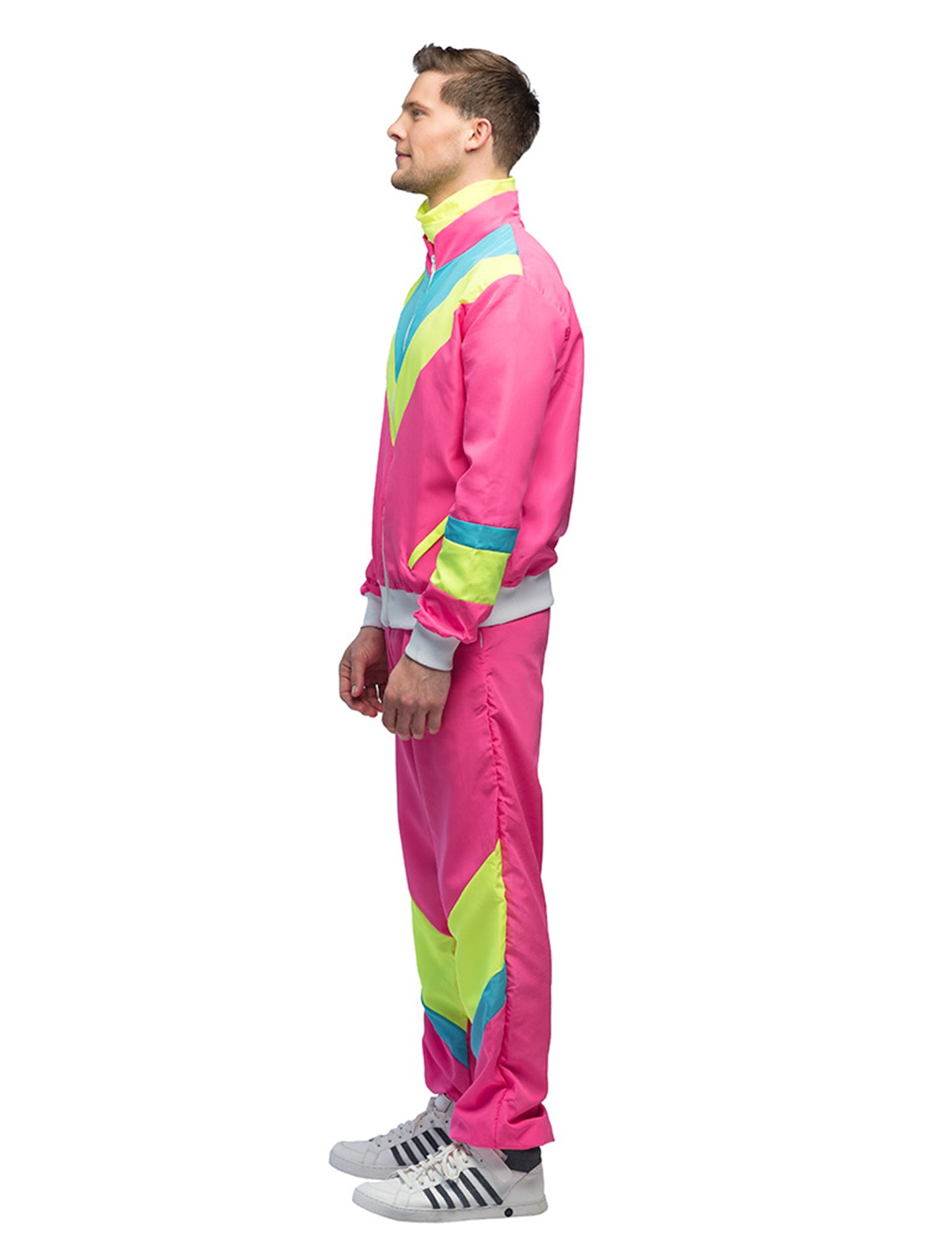 Retro Neon-Pink Jogginganzug Kostüm für Herren