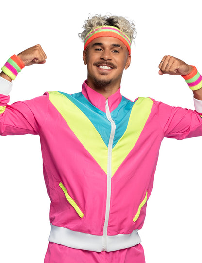 Retro Neon-Pink Jogginganzug Kostüm für Herren