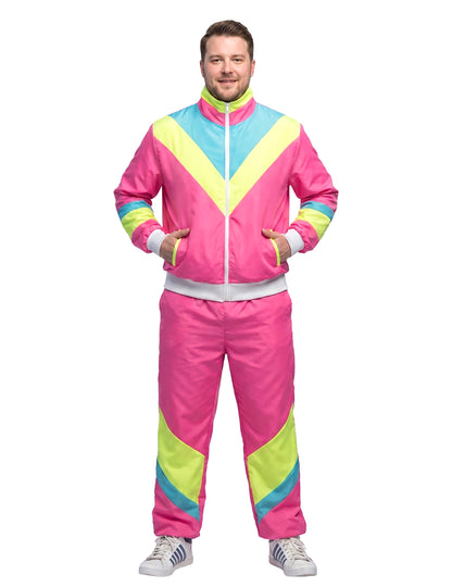 Retro Neon-Pink Jogginganzug Kostüm für Herren