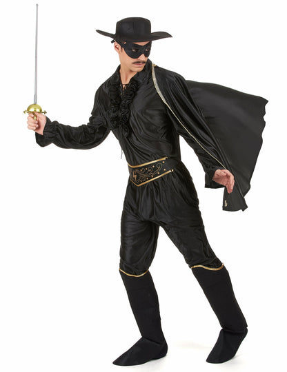 Vue de profil avec épée du déguisement de justicier pour homme