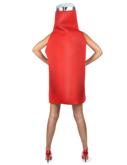 Vue de dos du déguisement ketchup pour adulte