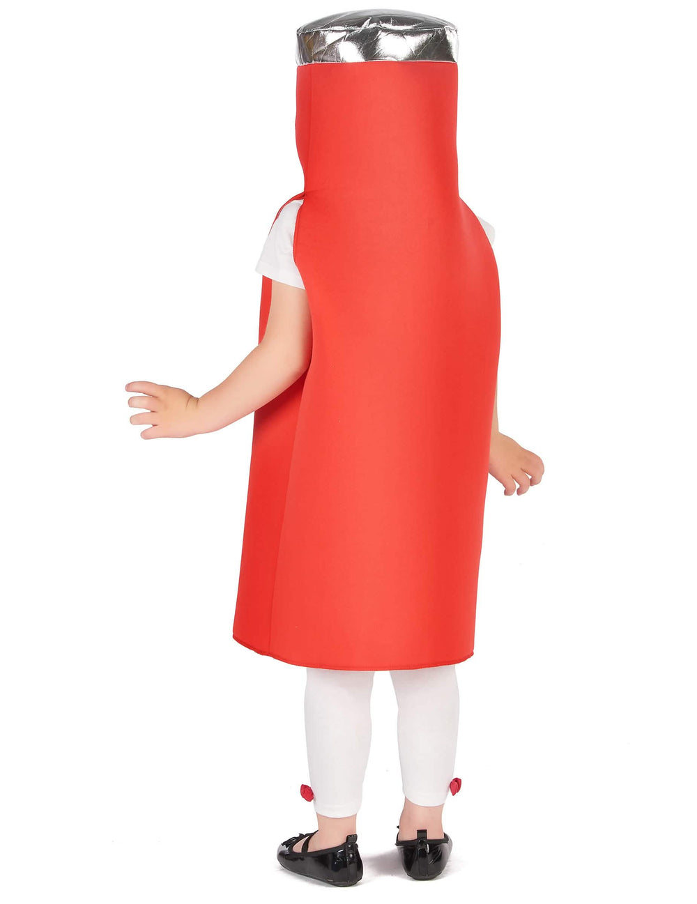 Zadní pohled na dětský kostým kečupu