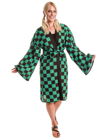 Dospělý kostkovaný kimono s mangou