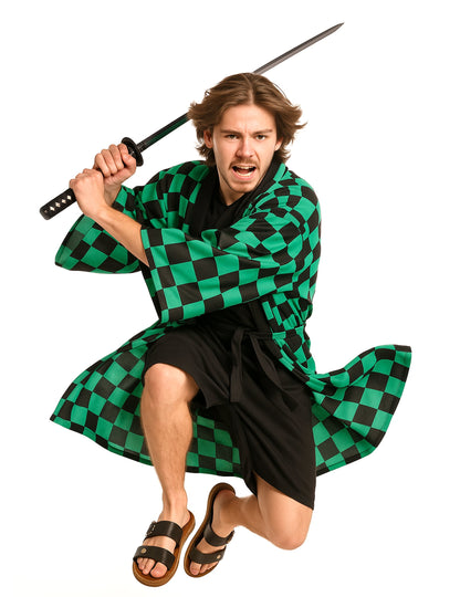 Dospělý kostkovaný kimono s mangou