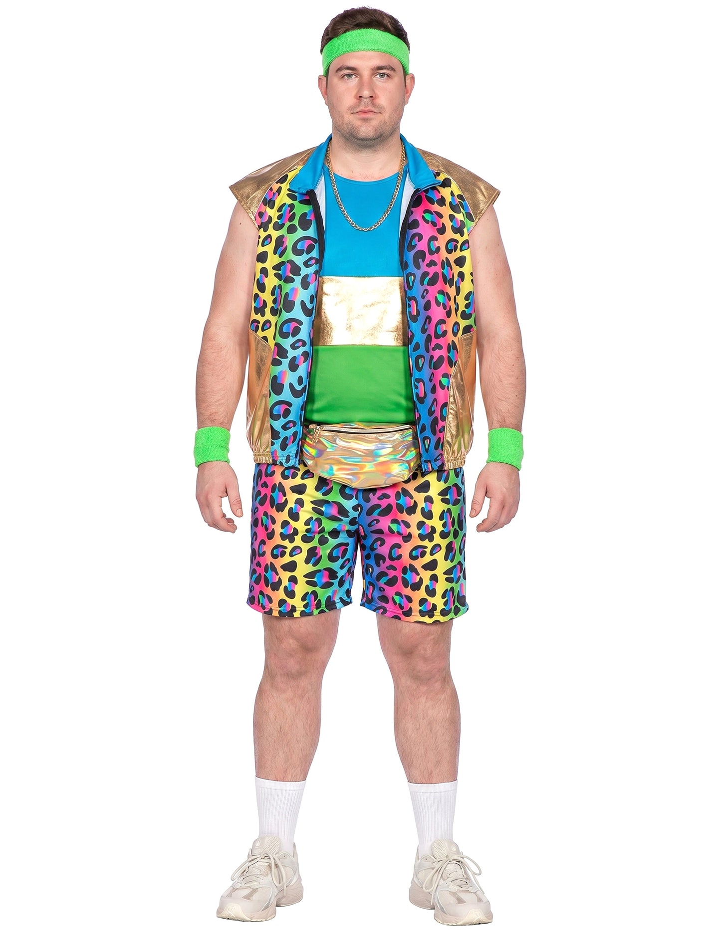 Pánský kitsch kostým s pestrobarevným leopardím vzorem
