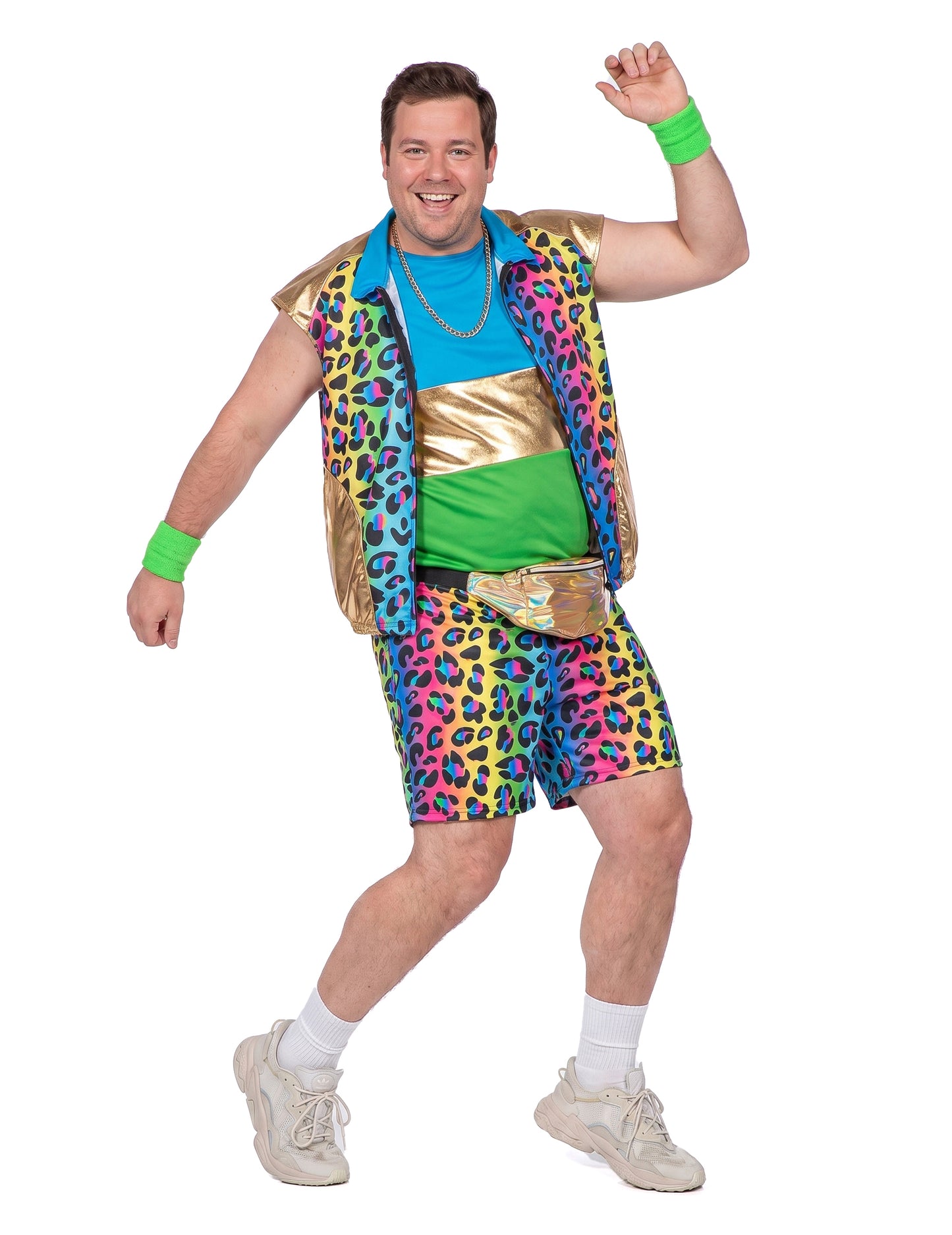 Pánský kitsch kostým s pestrobarevným leopardím vzorem