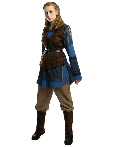 Déguisement Lagertha - Vikings™ pour femme bleu et marron avec ceinture