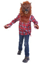 Déguisement de loup-garou pour garçon avec masque poilu et chemise à carreaux rouge