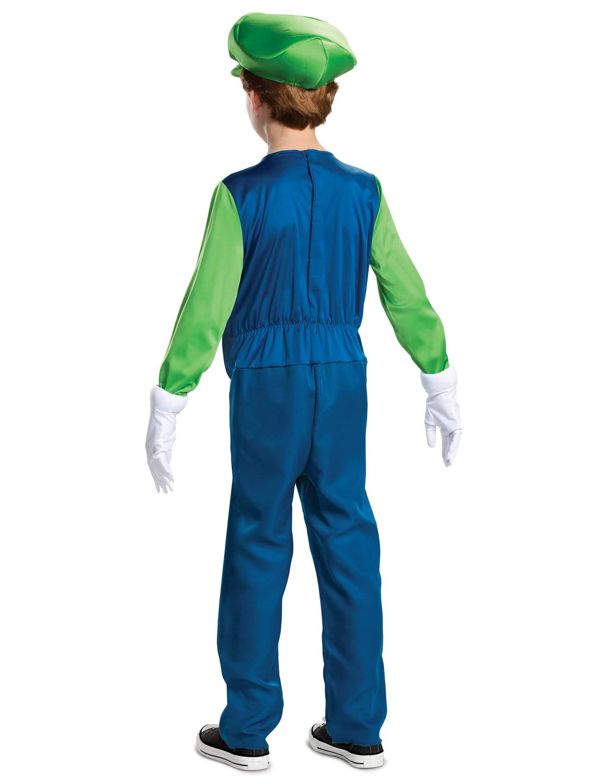 Pohled zezadu na dětský kostým Luigi Deluxe
