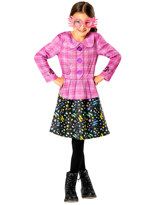 Déguisement Luna Lovegood - Harry Potter™ pour enfant rose avec lunettes Lorgnospectres