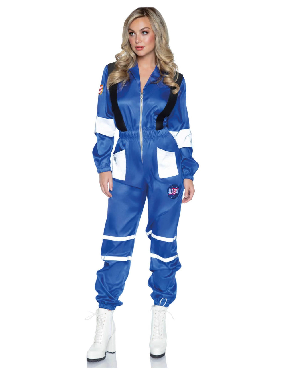 Luxusní kombinéza pro astronauti žena modrá a bílá s logem NASA