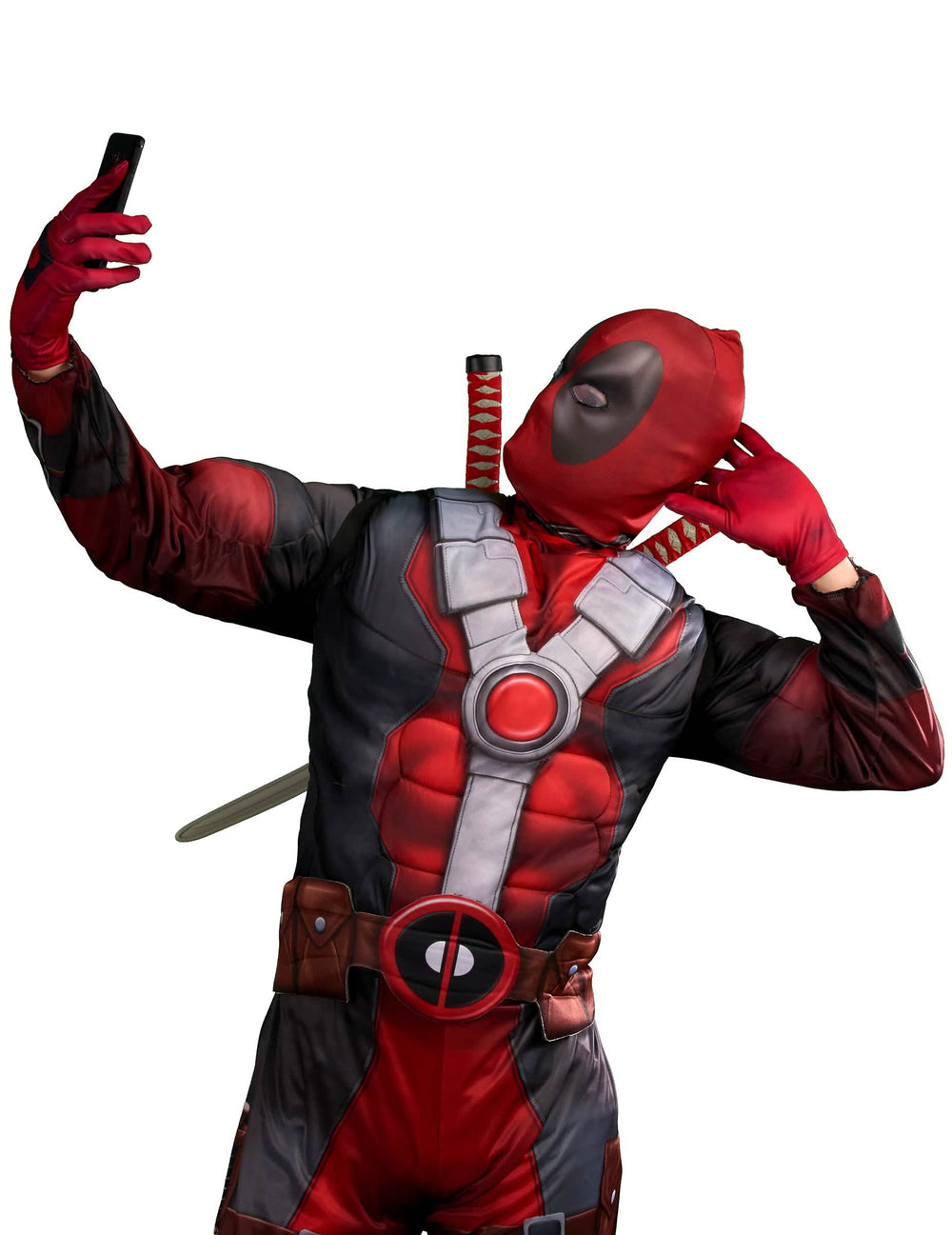 Pohled na trup a masku luxusního kostýmu Deadpool 2™