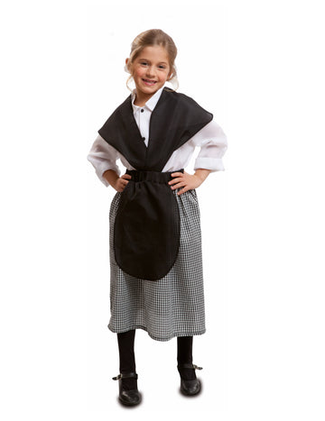 Marktfrau-Damenkostüm Kastanien-Verkäuferin schwarz-weiss