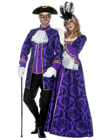 Vue en duo du déguisement de marquis baroque