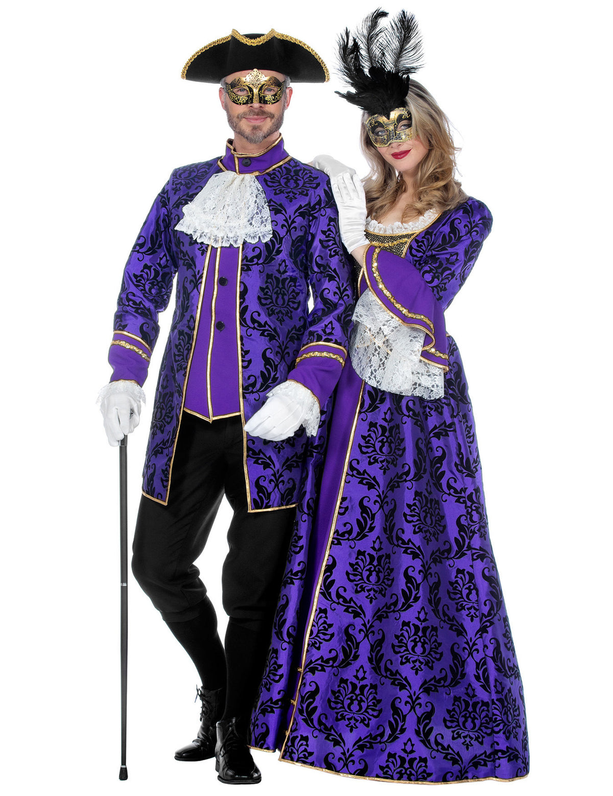 Vue de couple du déguisement de marquise baroque