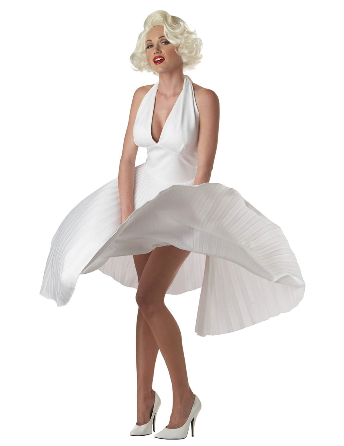 Luxusní kostým Marilyn pro ženu bílá s plisovanými šaty
