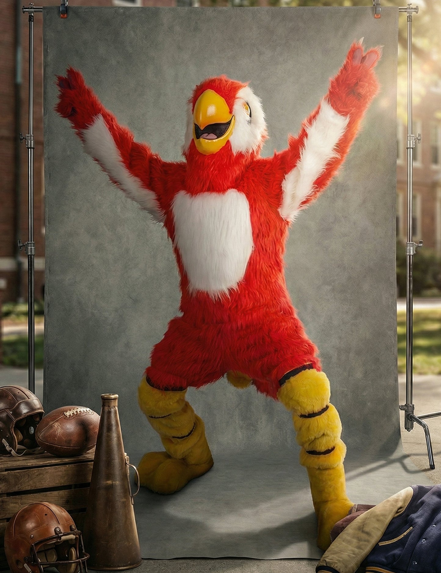 Kostým maskota červeného papouška pro dospělé