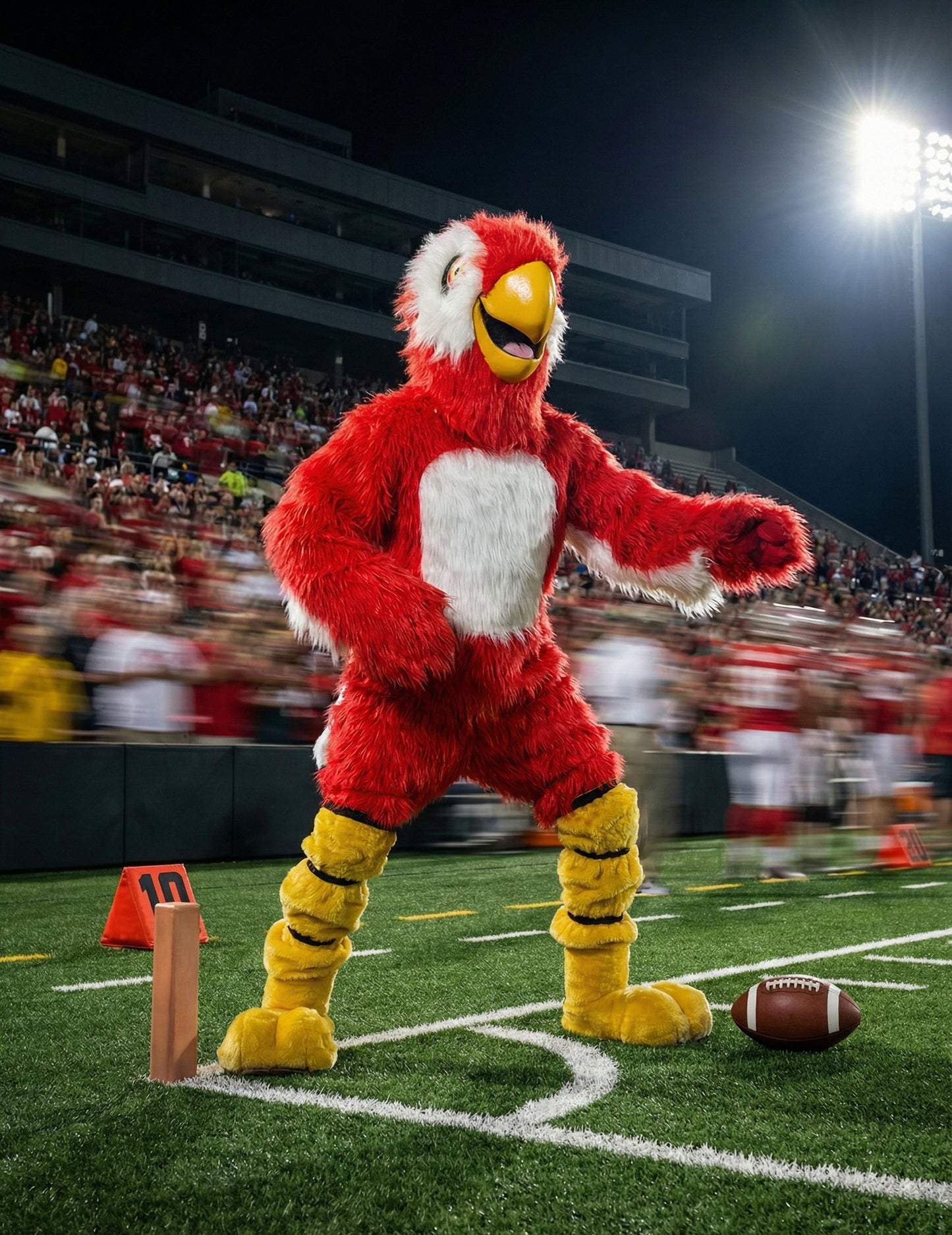 Kostým maskota červeného papouška pro dospělé