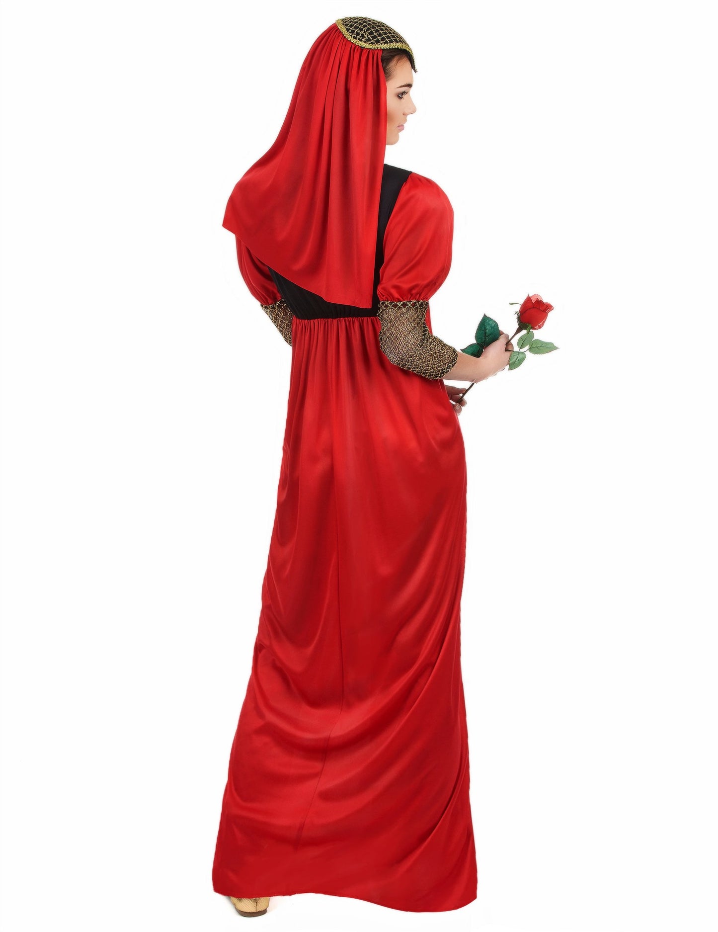 Dámský středověký kostým červené barvy