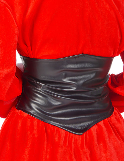 Détail de la ceinture noire du déguisement Mère Noël corset